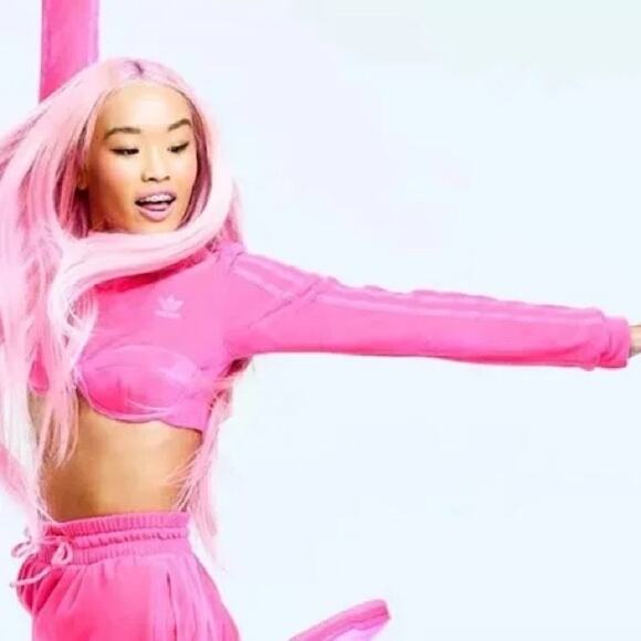 Adidas JEREMY SCOTT VELOUR TRACK TOP Sweat Cropped Jacket Womens Medium - Picture 5 of 8